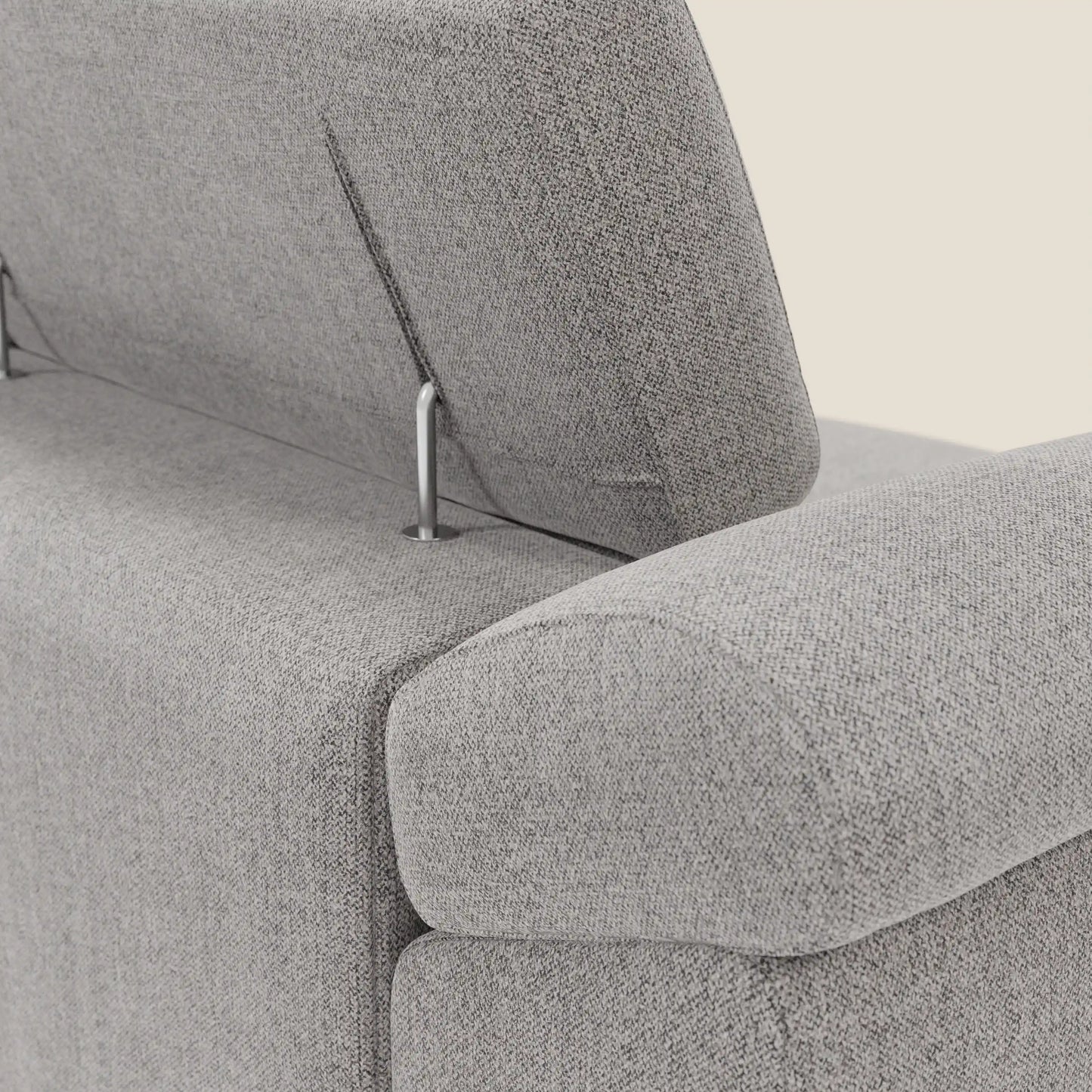 Donatello divano con 3 sedute allungabili braccioli contenitore e poggiatesta reclinabili in tessuto smacchiabile T23 grigio