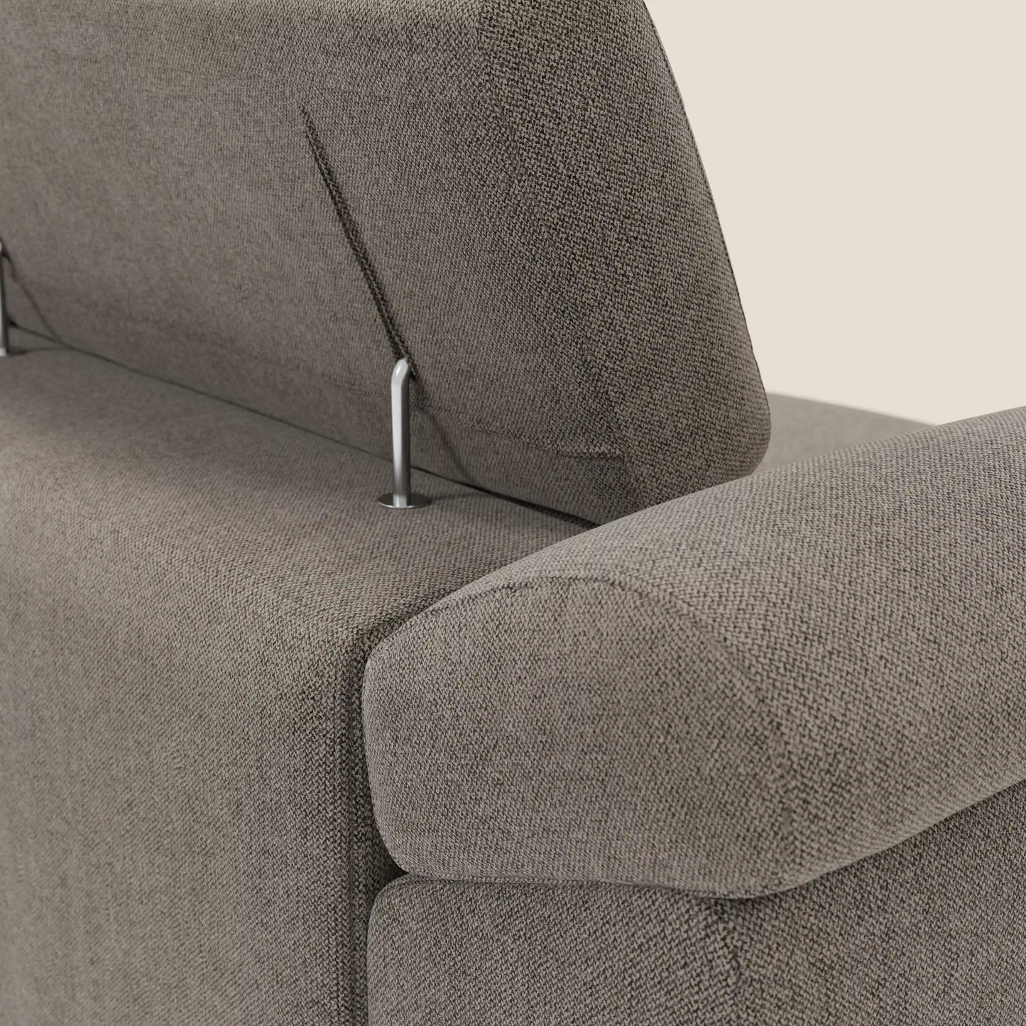 Donatello divano con 3 sedute allungabili braccioli contenitore e poggiatesta reclinabili in tessuto smacchiabile T23 talpa