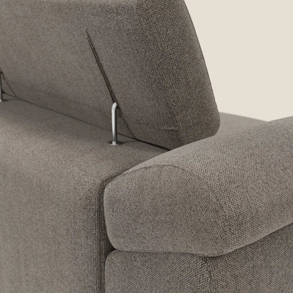 Donatello divano con 3 sedute allungabili braccioli contenitore e poggiatesta reclinabili in tessuto smacchiabile T23 talpa