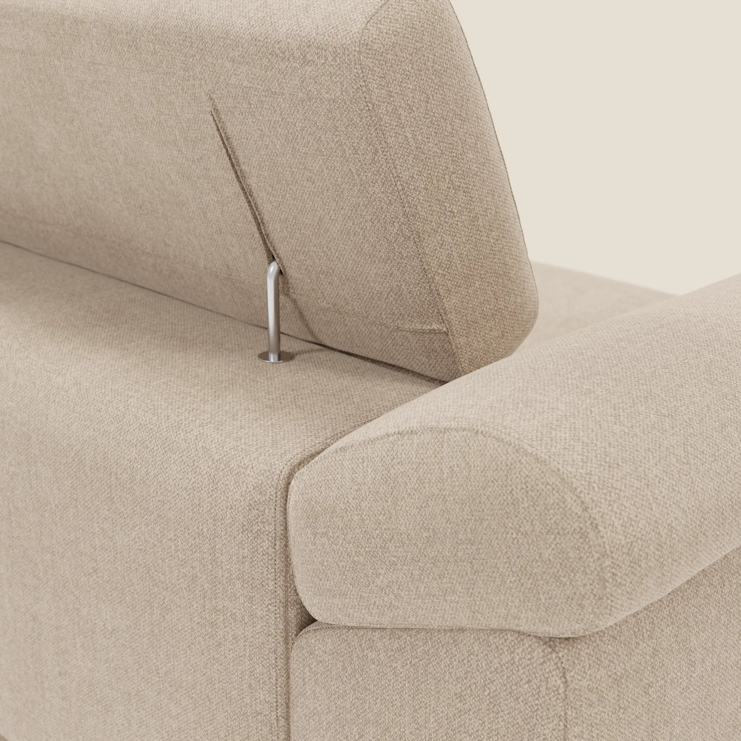 Donatello divano con sedute allungabili braccioli contenitore e poggiatesta reclinabili in tessuto smacchiabile T23 beige