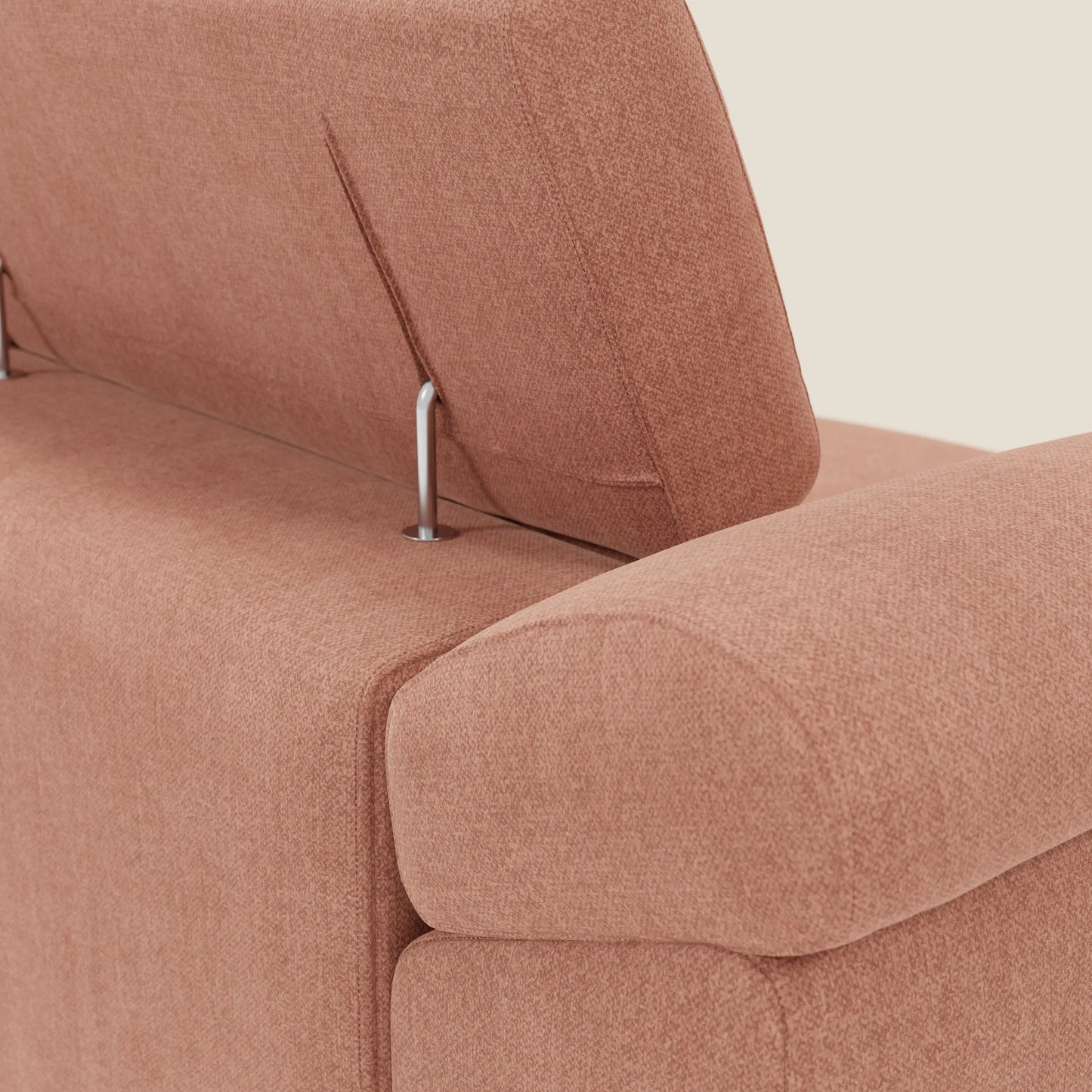 Donatello divano con 3 sedute allungabili braccioli contenitore e poggiatesta reclinabili in tessuto smacchiabile T23 pesca