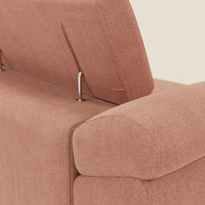 Donatello divano con 3 sedute allungabili braccioli contenitore e poggiatesta reclinabili in tessuto smacchiabile T23 pesca