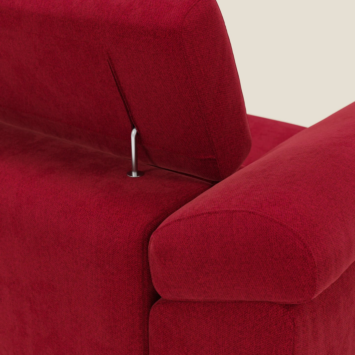 Donatello Divano angolare con sedute scorrevoli braccioli contenitore e poggiatesta in tessuto morbido smacchiabile T23 bordeaux