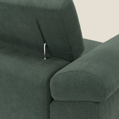 Donatello Divano angolare con sedute scorrevoli braccioli contenitore e poggiatesta in tessuto morbido smacchiabile T23 verde