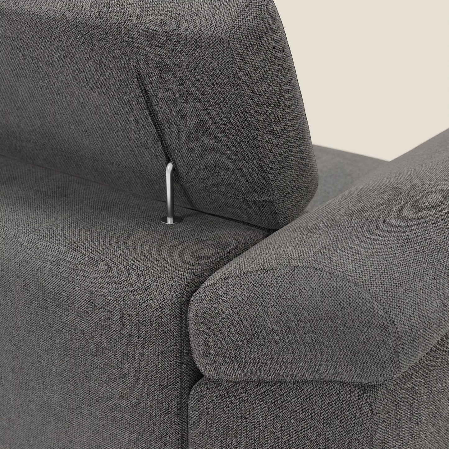 Donatello Divano angolare con sedute scorrevoli braccioli contenitore e poggiatesta in tessuto morbido smacchiabile T23 antracite