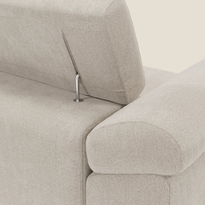 Donatello Divano angolare con sedute scorrevoli braccioli contenitore e poggiatesta in tessuto morbido smacchiabile T23 panna