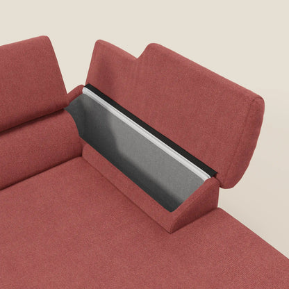 Donatello Divano angolare con sedute scorrevoli braccioli contenitore e poggiatesta in tessuto morbido smacchiabile T23 rosso ciliegia