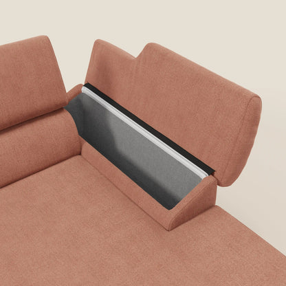 Donatello Divano angolare con sedute scorrevoli braccioli contenitore e poggiatesta in tessuto morbido smacchiabile T23 pesca