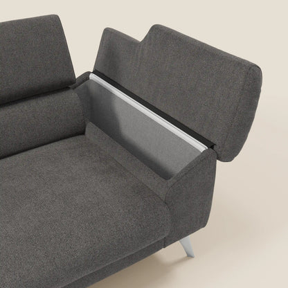 Donatello divano con sedute allungabili braccioli contenitore e poggiatesta reclinabili in tessuto smacchiabile T23 antracite
