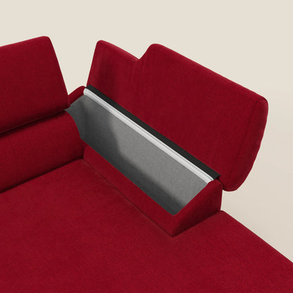 Donatello Divano angolare con sedute scorrevoli braccioli contenitore e poggiatesta in tessuto morbido smacchiabile T23 bordeaux