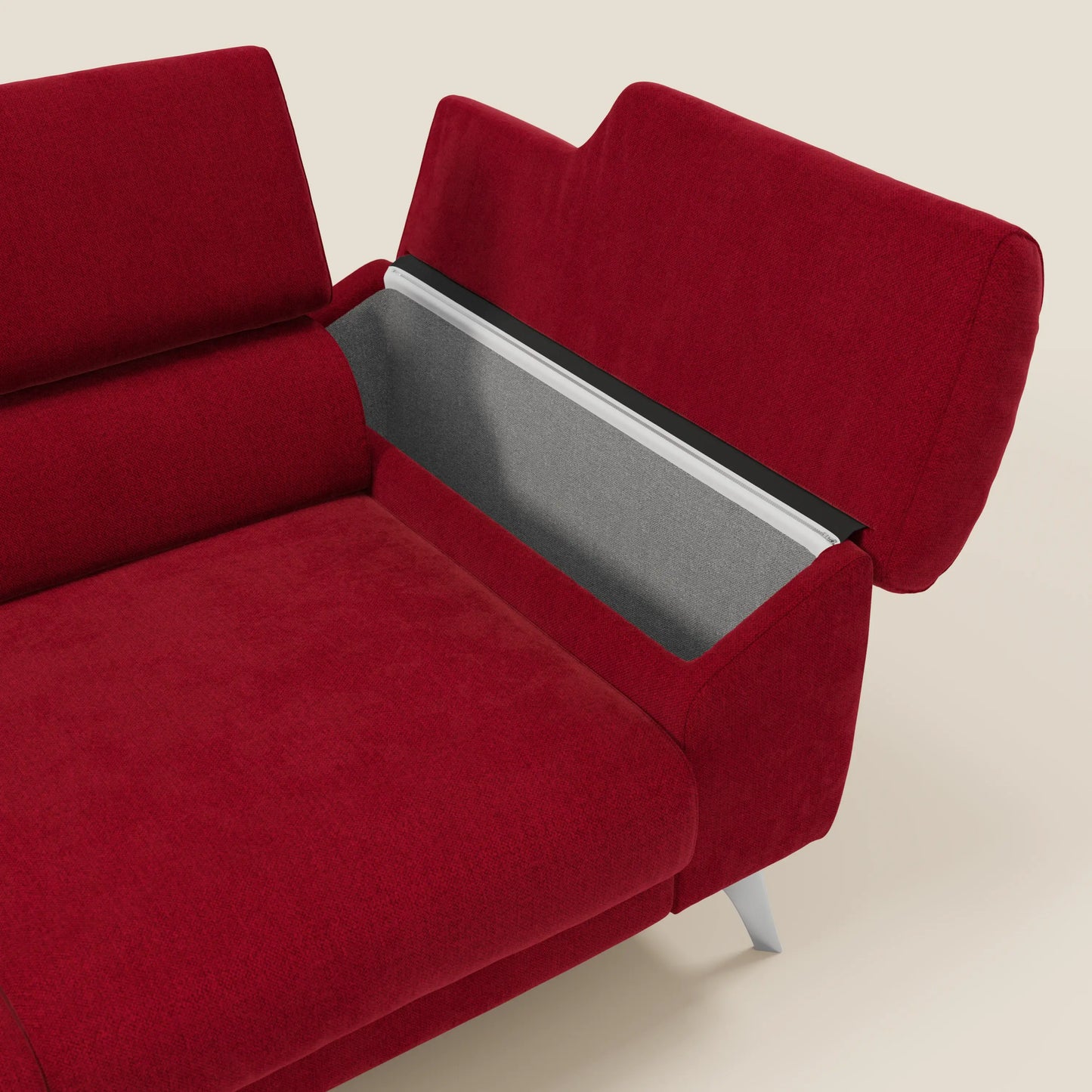 Donatello divano con 3 sedute allungabili braccioli contenitore e poggiatesta reclinabili in tessuto smacchiabile T23 bordeaux