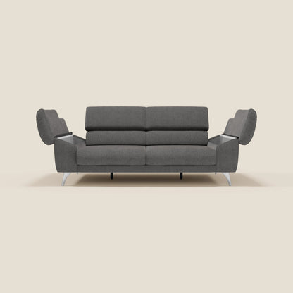 Donatello divano con sedute allungabili braccioli contenitore e poggiatesta reclinabili in tessuto smacchiabile T23 antracite