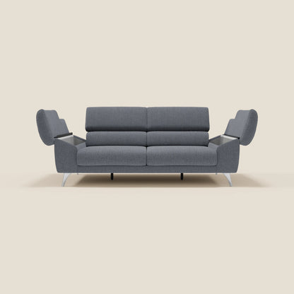 Donatello divano con sedute allungabili braccioli contenitore e poggiatesta reclinabili in tessuto smacchiabile T23 blu grafite