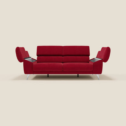 Donatello divano con sedute allungabili braccioli contenitore e poggiatesta reclinabili in tessuto smacchiabile T23 bordeaux