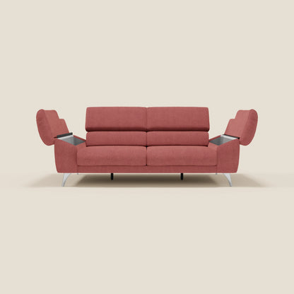 Donatello divano con sedute allungabili braccioli contenitore e poggiatesta reclinabili in tessuto smacchiabile T23 rosso ciliegia