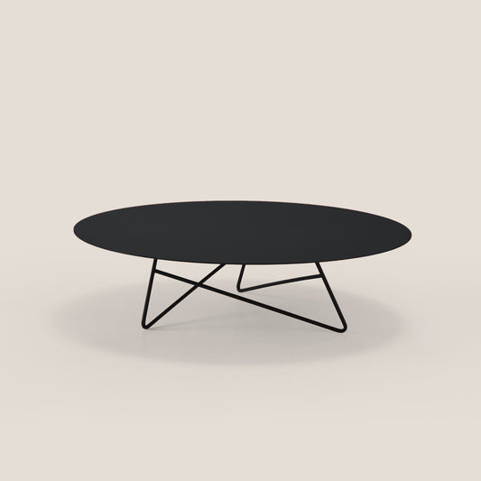 Ermione tavolino basso rotondo da salotto in metallo h25 nero