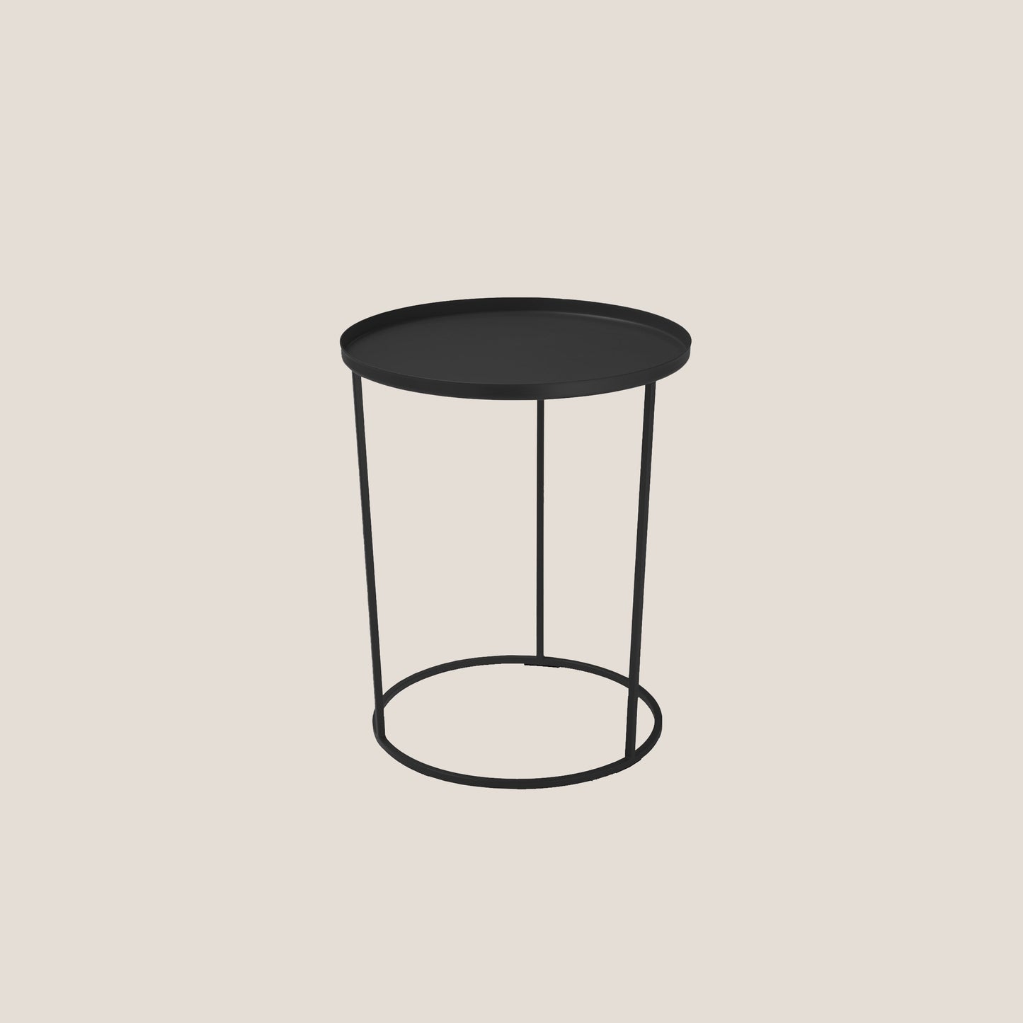 Costance tavolino rotondo con vassoio da salotto in metallo nero