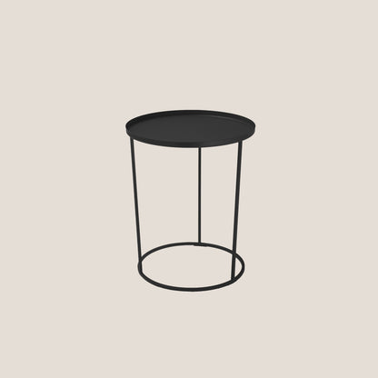 Costance tavolino rotondo con vassoio da salotto in metallo nero
