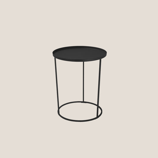 Costance tavolino rotondo con vassoio da salotto in metallo nero