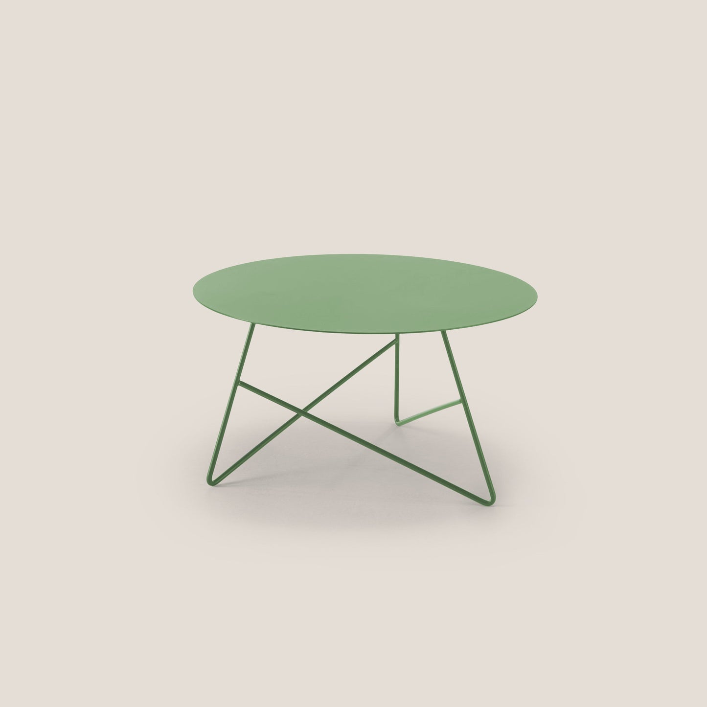 Ermione tavolino rotondo da salotto in metallo h35 oliva