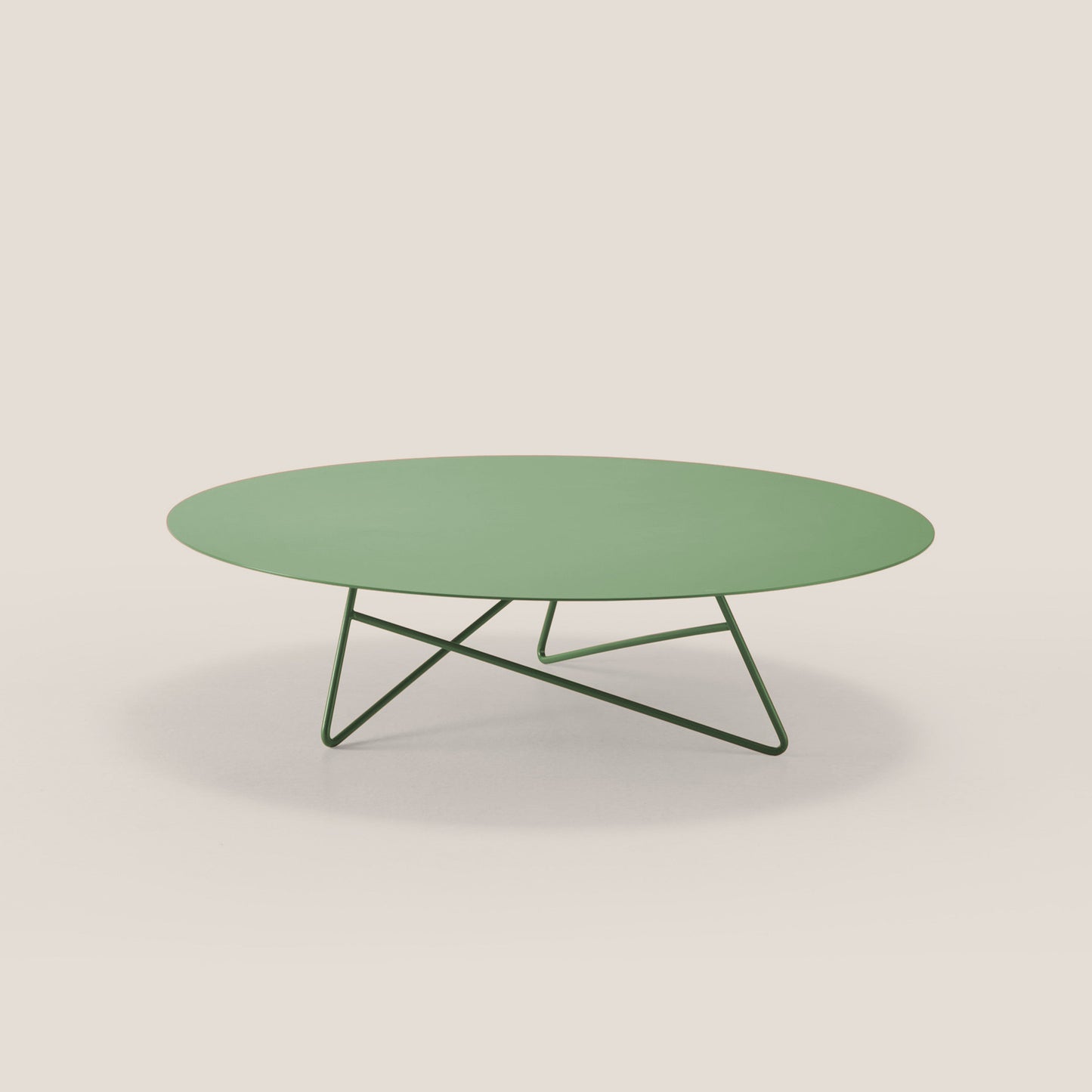 Ermione tavolino basso rotondo da salotto in metallo h25 oliva