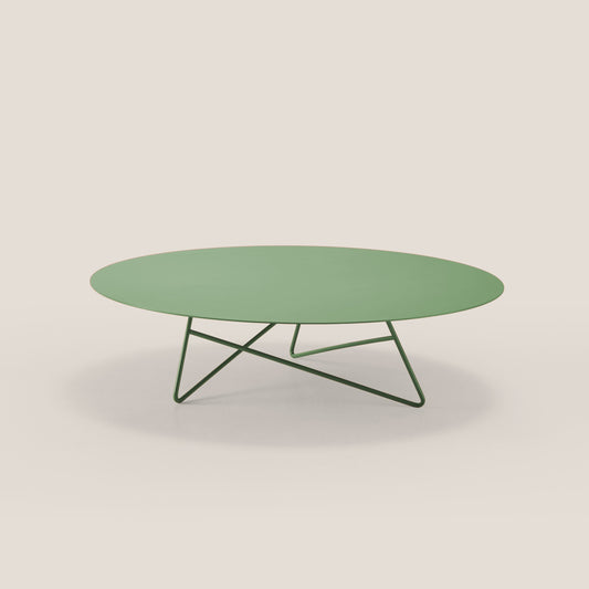 Ermione tavolino basso rotondo da salotto in metallo h25 oliva