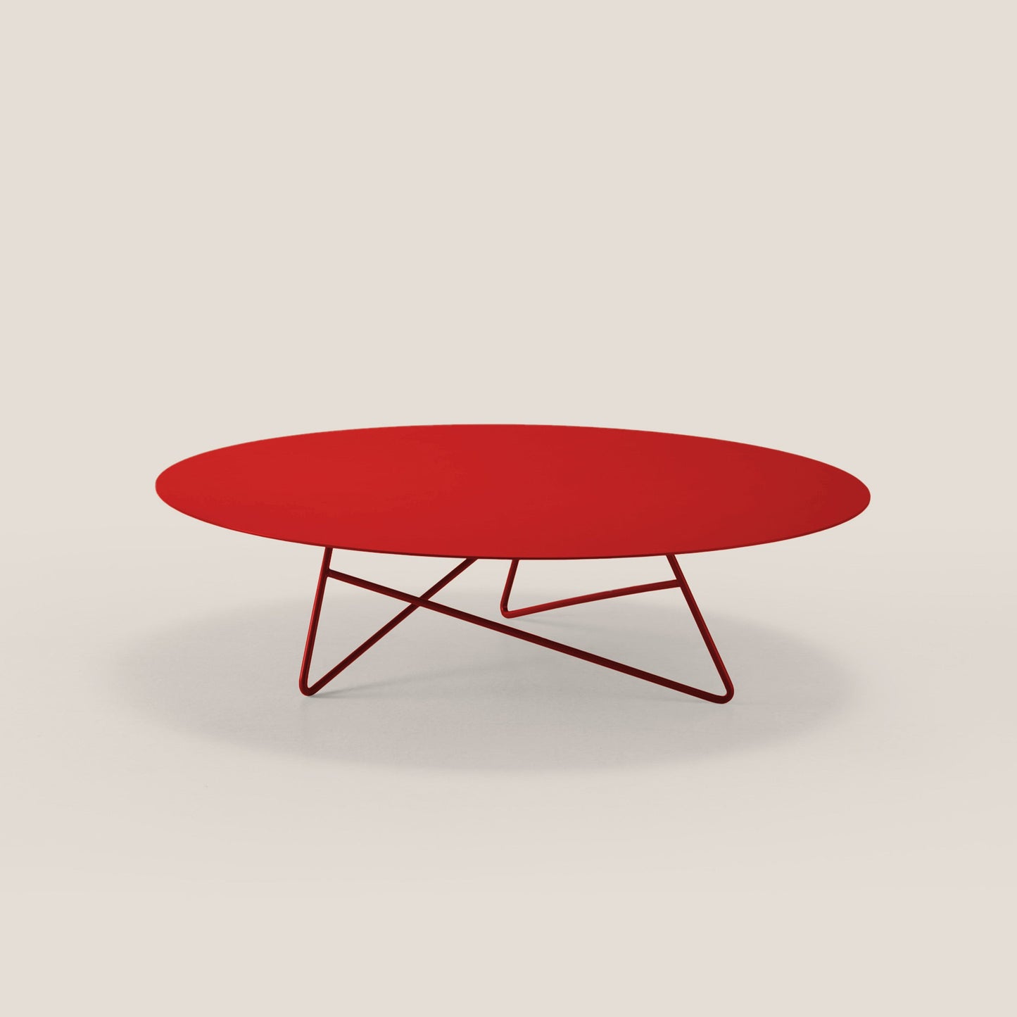 Ermione tavolino basso rotondo da salotto in metallo h25 papavero