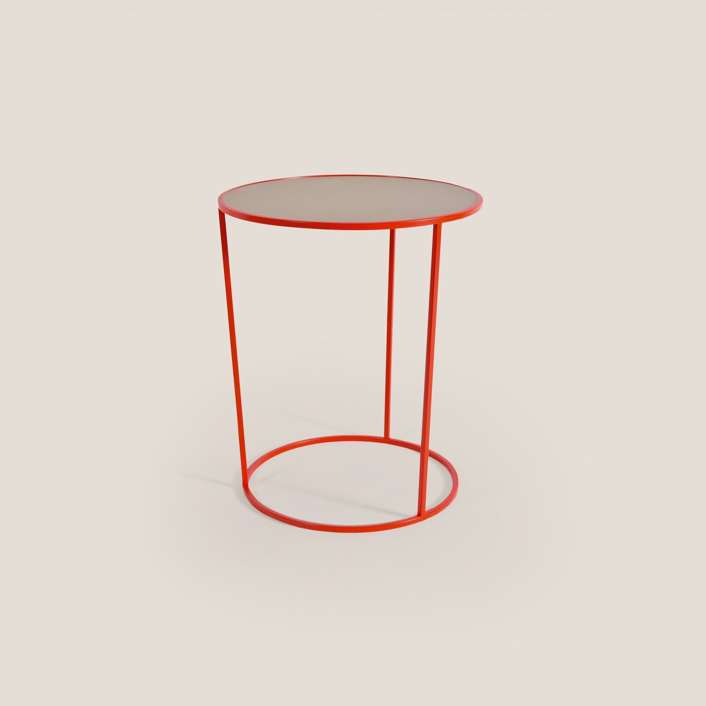 Costance tavolino rotondo da salotto con piano in pelle fiore melaminico papavero