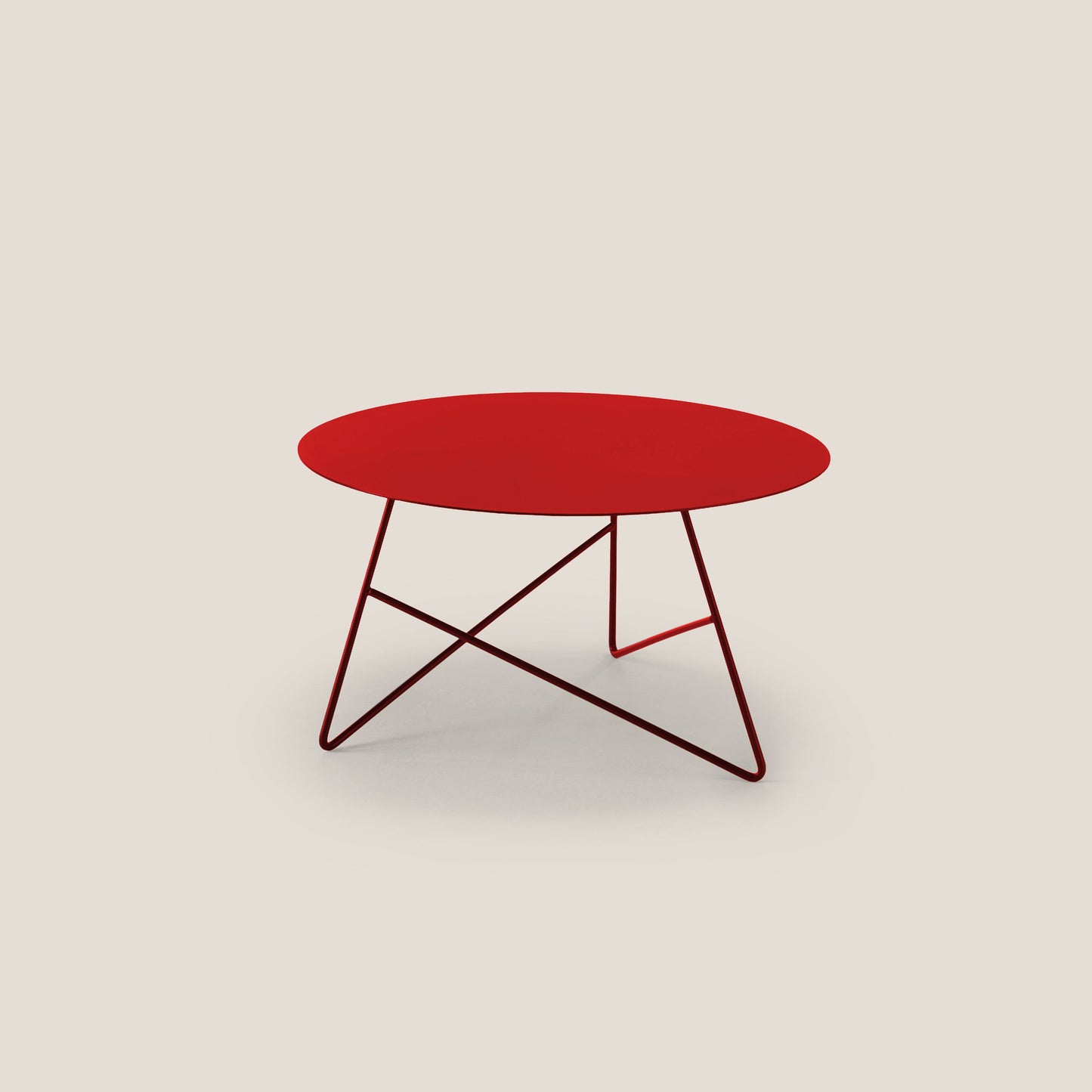 Ermione tavolino rotondo da salotto in metallo h35 papavero