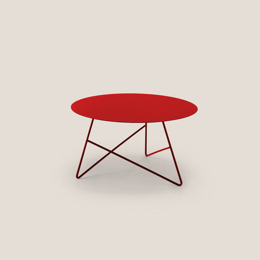 Ermione tavolino rotondo da salotto in metallo h35 papavero