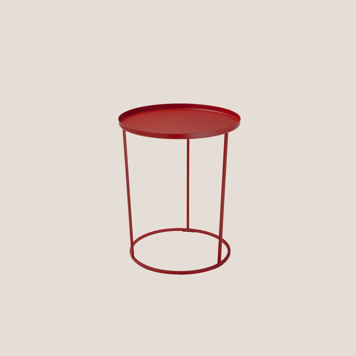 Costance tavolino rotondo con vassoio da salotto in metallo rosso dalia