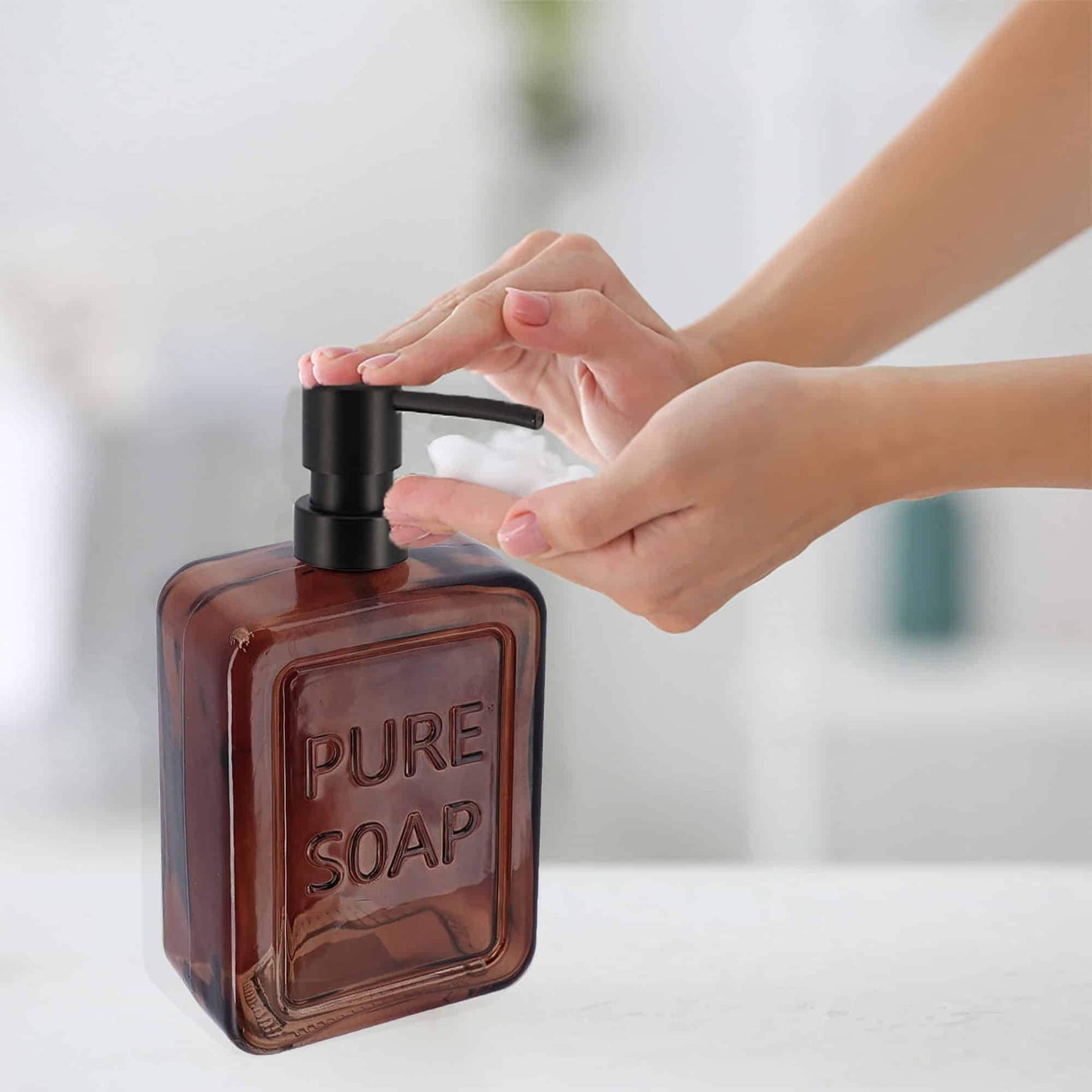 vintage Glass Soap Dispenser PURE SOAP 18 FL OZ - 18 Fl Oz