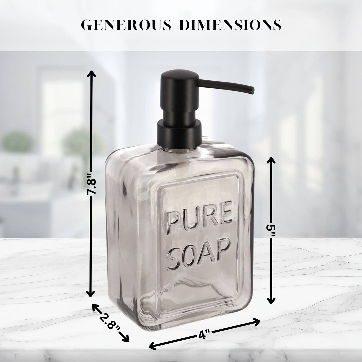 vintage Glass Soap Dispenser PURE SOAP 18 FL OZ - 18 Fl Oz