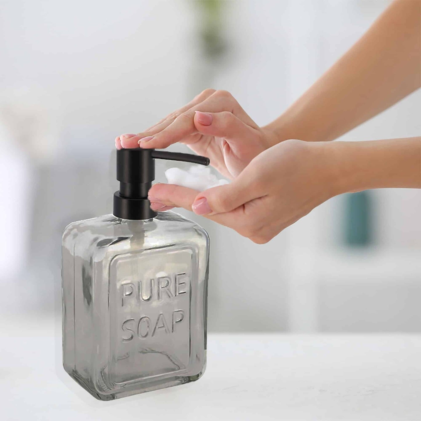 vintage Glass Soap Dispenser PURE SOAP 18 FL OZ - 18 Fl Oz