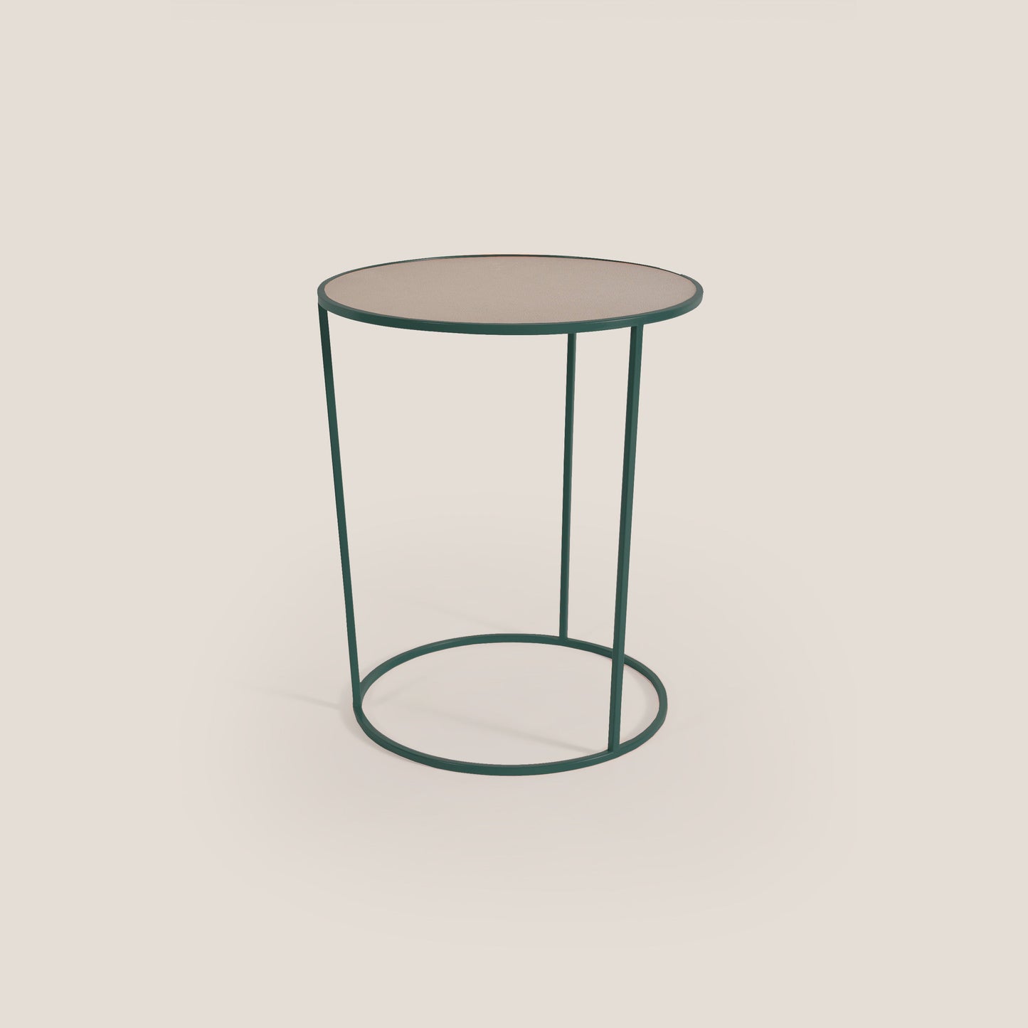 Costance tavolino rotondo da salotto con piano in pelle fiore melaminico zircone