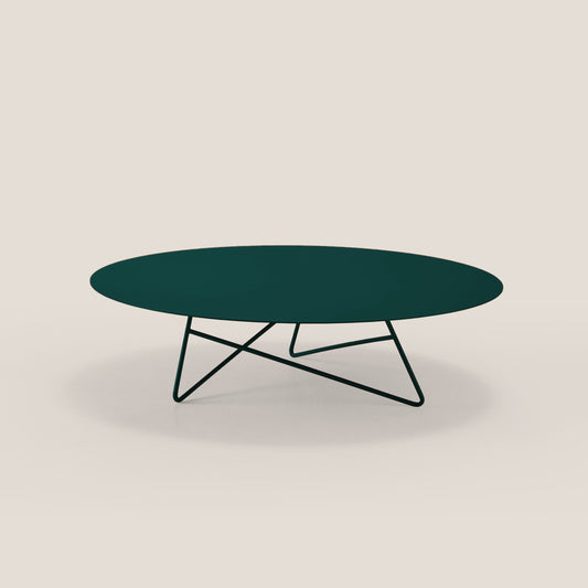 Ermione tavolino basso rotondo da salotto in metallo h25 zircone