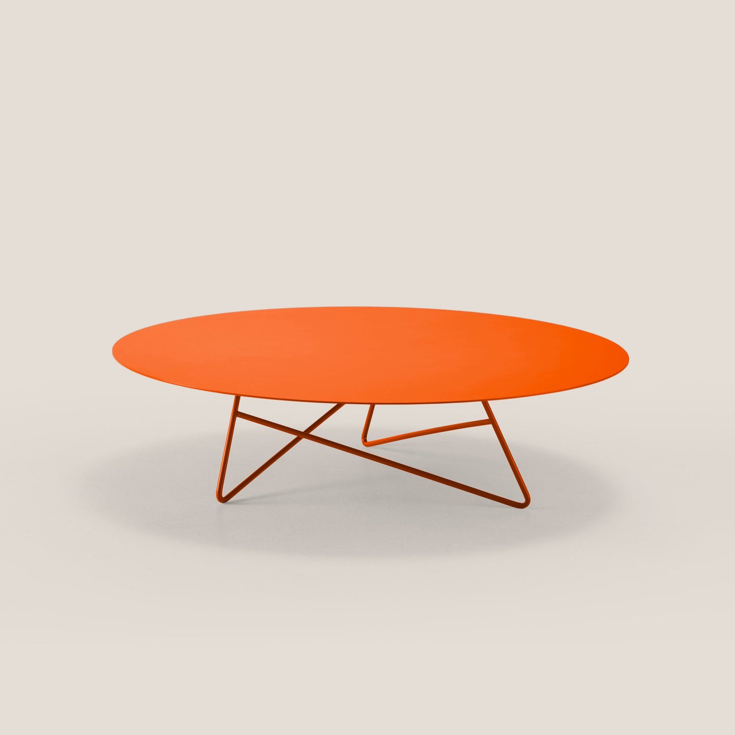 Ermione tavolino basso rotondo da salotto in metallo h25 zucca